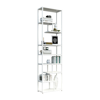 Industrial Metal Etagere Bookshelf Open Iron Bookshelf for Home Office 23.6"L x 9.8"W x 78.7"H White Clearhalo 'Bookcases' 'furn' 'furn_bookcases' 'Furniture' 'furniture_bookcases' 'kitchen' 'kitchen_bookcases' 'Living Room Furniture' 'Office Furniture' 4826501