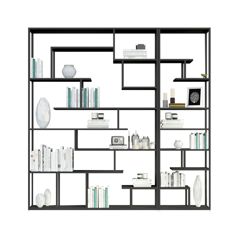 Industrial Metal Etagere Bookshelf Open Iron Bookshelf for Home Office 82.7"L x 9.8"W x 78.7"H Black Clearhalo 'Bookcases' 'furn' 'furn_bookcases' 'Furniture' 'furniture_bookcases' 'kitchen' 'kitchen_bookcases' 'Living Room Furniture' 'Office Furniture' 4826503