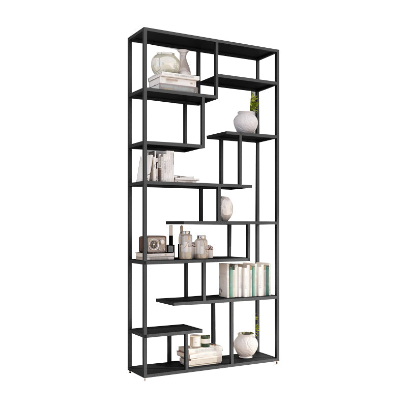 Industrial Metal Etagere Bookshelf Open Iron Bookshelf for Home Office 39.4"L x 9.8"W x 78.7"H Black Clearhalo 'Bookcases' 'furn' 'furn_bookcases' 'Furniture' 'furniture_bookcases' 'kitchen' 'kitchen_bookcases' 'Living Room Furniture' 'Office Furniture' 4826510