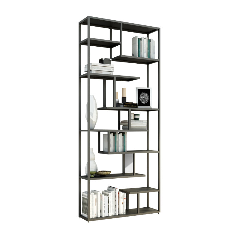 Industrial Metal Etagere Bookshelf Open Iron Bookshelf for Home Office 35.4"L x 9.8"W x 78.7"H Black Clearhalo 'Bookcases' 'furn' 'furn_bookcases' 'Furniture' 'furniture_bookcases' 'kitchen' 'kitchen_bookcases' 'Living Room Furniture' 'Office Furniture' 4826513