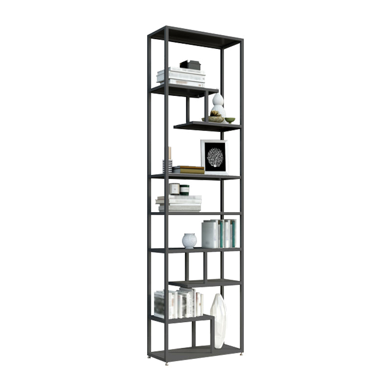 Industrial Metal Etagere Bookshelf Open Iron Bookshelf for Home Office 23.6"L x 9.8"W x 78.7"H Black Clearhalo 'Bookcases' 'furn' 'furn_bookcases' 'Furniture' 'furniture_bookcases' 'kitchen' 'kitchen_bookcases' 'Living Room Furniture' 'Office Furniture' 4826514