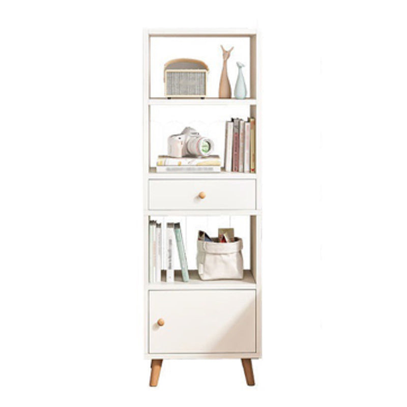 Scandinavian Manufactured Wood Standard Bookshelf Vertical Open Bookshelf with Door 19.7"L x 9.4"W x 59.1"H White Drawers Clearhalo 'Bookcases' 'furn' 'furn_bookcases' 'Furniture' 'furniture_bookcases' 'kitchen' 'kitchen_bookcases' 'Living Room Furniture' 'Office Furniture' 4826611