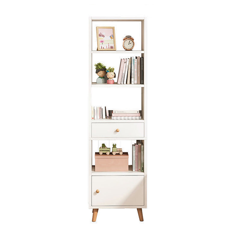 Scandinavian Manufactured Wood Standard Bookshelf Vertical Open Bookshelf with Door 15.7"L x 9.4"W x 70.9"H White Drawers Clearhalo 'Bookcases' 'furn' 'furn_bookcases' 'Furniture' 'furniture_bookcases' 'kitchen' 'kitchen_bookcases' 'Living Room Furniture' 'Office Furniture' 4826612