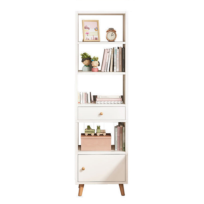 Scandinavian Manufactured Wood Standard Bookshelf Vertical Open Bookshelf with Door 19.7"L x 9.4"W x 70.9"H White Drawers Clearhalo 'Bookcases' 'furn' 'furn_bookcases' 'Furniture' 'furniture_bookcases' 'kitchen' 'kitchen_bookcases' 'Living Room Furniture' 'Office Furniture' 4826614