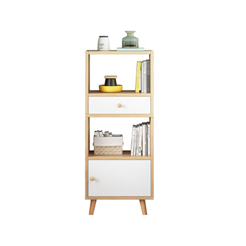 Scandinavian Manufactured Wood Standard Bookshelf Vertical Open Bookshelf with Door 15.7"L x 9.4"W x 47.2"H White-Wood Drawers Clearhalo 'Bookcases' 'furn' 'furn_bookcases' 'Furniture' 'furniture_bookcases' 'kitchen' 'kitchen_bookcases' 'Living Room Furniture' 'Office Furniture' 4826616