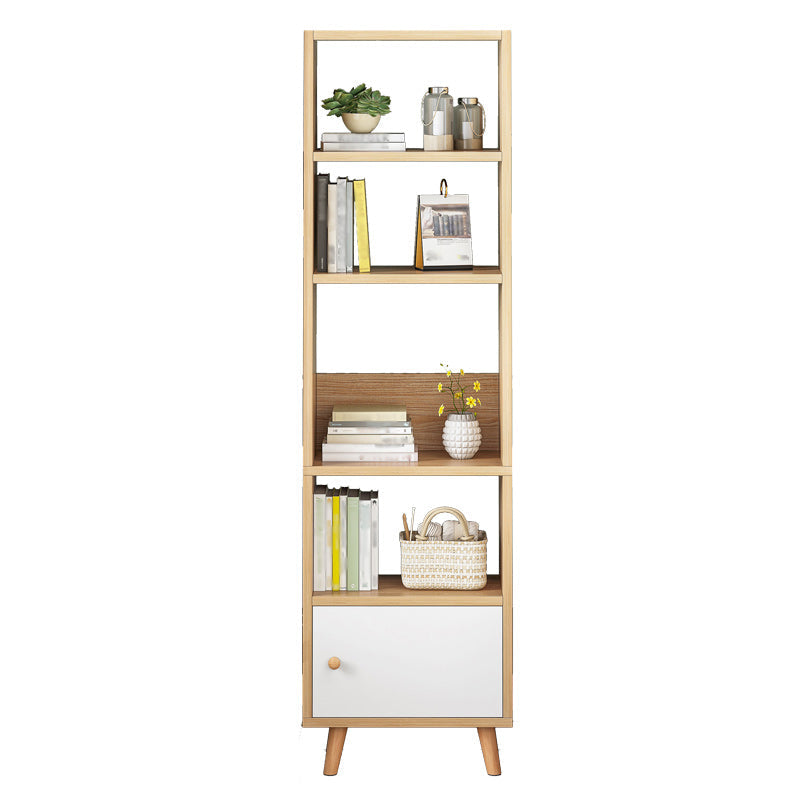 Scandinavian Manufactured Wood Standard Bookshelf Vertical Open Bookshelf with Door 15.7"L x 9.4"W x 70.9"H White-Wood Cabinets Clearhalo 'Bookcases' 'furn' 'furn_bookcases' 'Furniture' 'furniture_bookcases' 'kitchen' 'kitchen_bookcases' 'Living Room Furniture' 'Office Furniture' 4826617