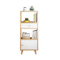 Scandinavian Manufactured Wood Standard Bookshelf Vertical Open Bookshelf with Door 19.7"L x 9.4"W x 47.2"H White-Wood Drawers Clearhalo 'Bookcases' 'furn' 'furn_bookcases' 'Furniture' 'furniture_bookcases' 'kitchen' 'kitchen_bookcases' 'Living Room Furniture' 'Office Furniture' 4826619