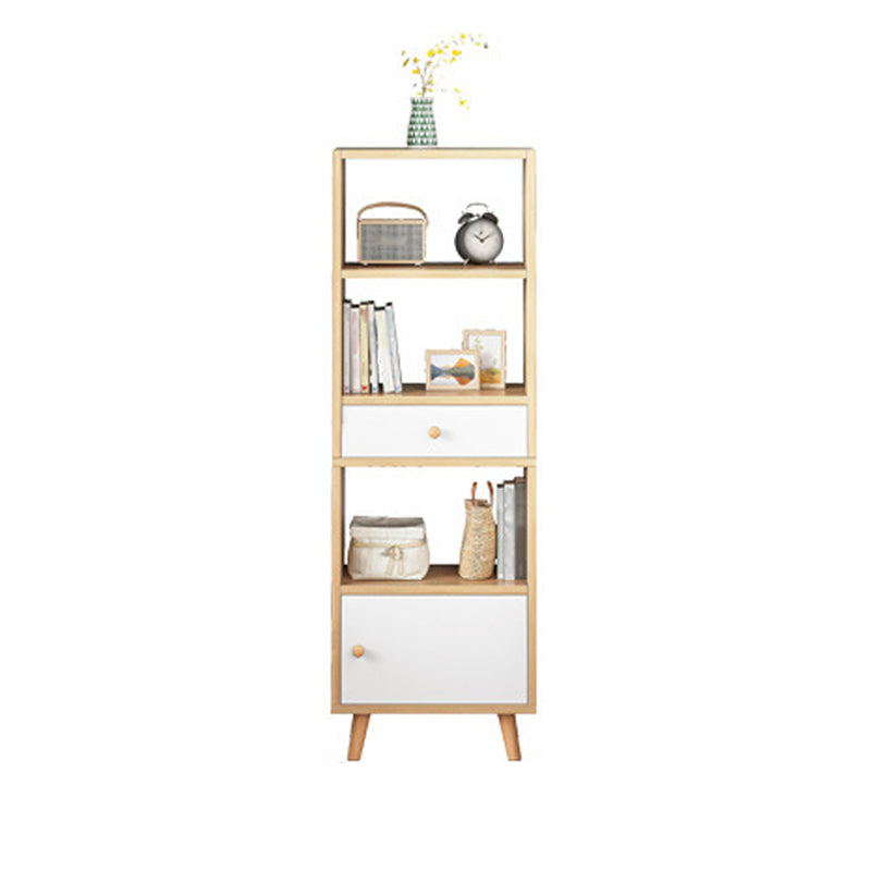 Scandinavian Manufactured Wood Standard Bookshelf Vertical Open Bookshelf with Door 19.7"L x 9.4"W x 59.1"H White-Wood Drawers Clearhalo 'Bookcases' 'furn' 'furn_bookcases' 'Furniture' 'furniture_bookcases' 'kitchen' 'kitchen_bookcases' 'Living Room Furniture' 'Office Furniture' 4826621