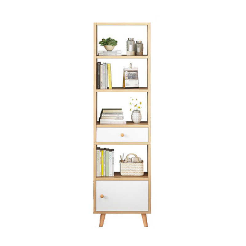 Scandinavian Manufactured Wood Standard Bookshelf Vertical Open Bookshelf with Door 15.7"L x 9.4"W x 70.9"H White-Wood Drawers Clearhalo 'Bookcases' 'furn' 'furn_bookcases' 'Furniture' 'furniture_bookcases' 'kitchen' 'kitchen_bookcases' 'Living Room Furniture' 'Office Furniture' 4826622