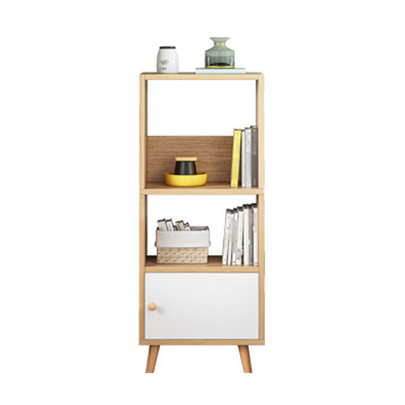 Scandinavian Manufactured Wood Standard Bookshelf Vertical Open Bookshelf with Door 19.7"L x 9.4"W x 47.2"H White-Wood Cabinets Clearhalo 'Bookcases' 'furn' 'furn_bookcases' 'Furniture' 'furniture_bookcases' 'kitchen' 'kitchen_bookcases' 'Living Room Furniture' 'Office Furniture' 4826624