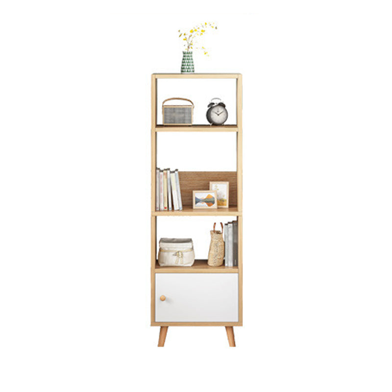 Scandinavian Manufactured Wood Standard Bookshelf Vertical Open Bookshelf with Door 15.7"L x 9.4"W x 59.1"H White-Wood Cabinets Clearhalo 'Bookcases' 'furn' 'furn_bookcases' 'Furniture' 'furniture_bookcases' 'kitchen' 'kitchen_bookcases' 'Living Room Furniture' 'Office Furniture' 4826626