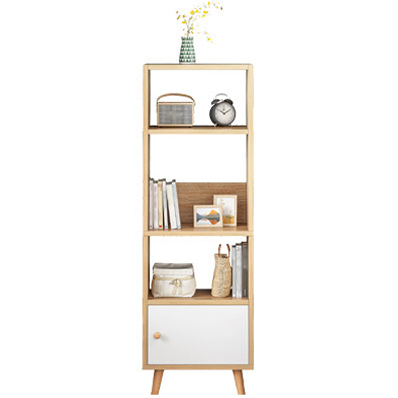Scandinavian Manufactured Wood Standard Bookshelf Vertical Open Bookshelf with Door 19.7"L x 9.4"W x 59.1"H White-Wood Cabinets Clearhalo 'Bookcases' 'furn' 'furn_bookcases' 'Furniture' 'furniture_bookcases' 'kitchen' 'kitchen_bookcases' 'Living Room Furniture' 'Office Furniture' 4826628
