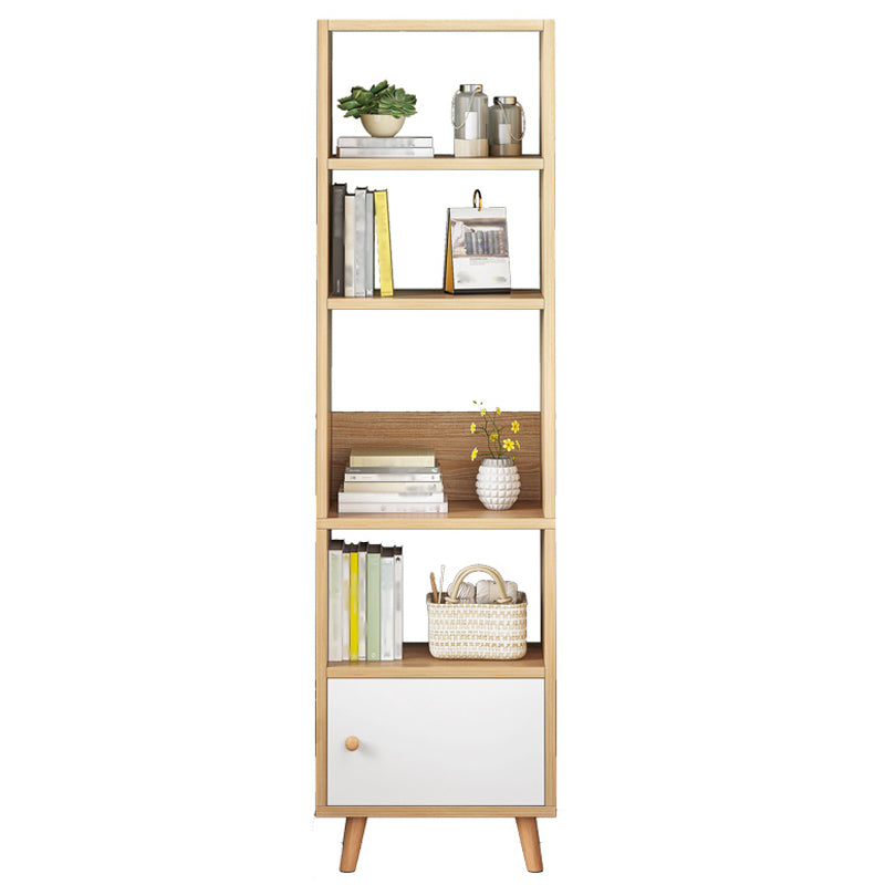 Scandinavian Manufactured Wood Standard Bookshelf Vertical Open Bookshelf with Door 19.7"L x 9.4"W x 70.9"H White-Wood Cabinets Clearhalo 'Bookcases' 'furn' 'furn_bookcases' 'Furniture' 'furniture_bookcases' 'kitchen' 'kitchen_bookcases' 'Living Room Furniture' 'Office Furniture' 4826629