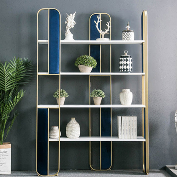 Metal Open Back Bookshelf Scandinavian Vertical Iron Frame Bookshelf Royal Blue-White Clearhalo 'Bookcases' 'furn' 'furn_bookcases' 'Furniture' 'furniture_bookcases' 'kitchen' 'kitchen_bookcases' 'Living Room Furniture' 'Office Furniture' 4826646