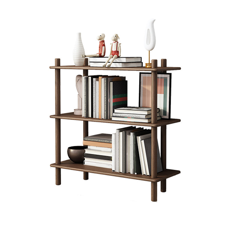 Rubber Wood Etagere Bookshelf Contemporary Open Bookshelf for Home 31.5"L x 11.8"W x 32.1"H Walnut Clearhalo 'Bookcases' 'furn' 'furn_bookcases' 'Furniture' 'furniture_bookcases' 'kitchen' 'kitchen_bookcases' 'Living Room Furniture' 'Office Furniture' 4826657