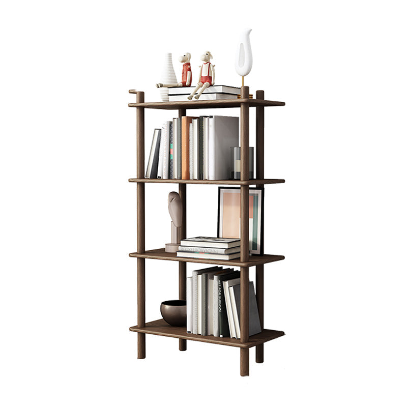 Rubber Wood Etagere Bookshelf Contemporary Open Bookshelf for Home 23.6"L x 11.8"W x 44.5"H Walnut Clearhalo 'Bookcases' 'furn' 'furn_bookcases' 'Furniture' 'furniture_bookcases' 'kitchen' 'kitchen_bookcases' 'Living Room Furniture' 'Office Furniture' 4826658