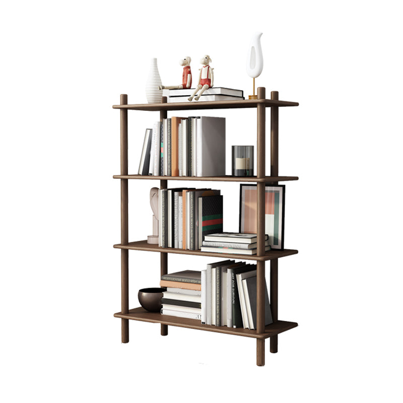 Rubber Wood Etagere Bookshelf Contemporary Open Bookshelf for Home 31.5"L x 11.8"W x 44.5"H Walnut Clearhalo 'Bookcases' 'furn' 'furn_bookcases' 'Furniture' 'furniture_bookcases' 'kitchen' 'kitchen_bookcases' 'Living Room Furniture' 'Office Furniture' 4826660