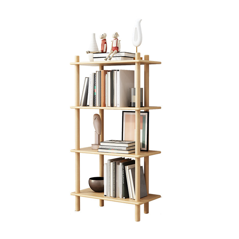 Rubber Wood Etagere Bookshelf Contemporary Open Bookshelf for Home 23.6"L x 11.8"W x 44.5"H Natural Clearhalo 'Bookcases' 'furn' 'furn_bookcases' 'Furniture' 'furniture_bookcases' 'kitchen' 'kitchen_bookcases' 'Living Room Furniture' 'Office Furniture' 4826662