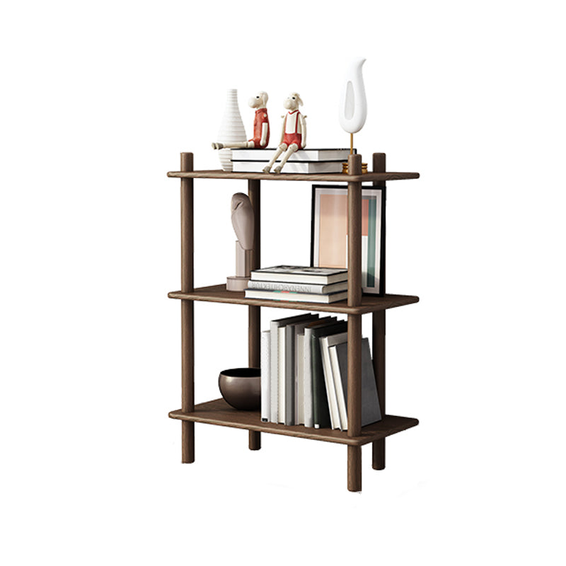 Rubber Wood Etagere Bookshelf Contemporary Open Bookshelf for Home 23.6"L x 11.8"W x 32.1"H Walnut Clearhalo 'Bookcases' 'furn' 'furn_bookcases' 'Furniture' 'furniture_bookcases' 'kitchen' 'kitchen_bookcases' 'Living Room Furniture' 'Office Furniture' 4826666
