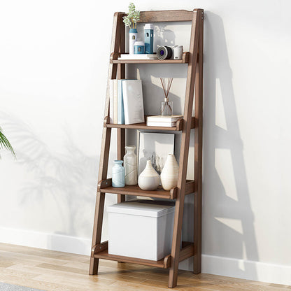 Contemporary Wooden Bookcase Open Back Bookcase for Home Office 17.7"L x 13.4"W x 55.1"H Brown