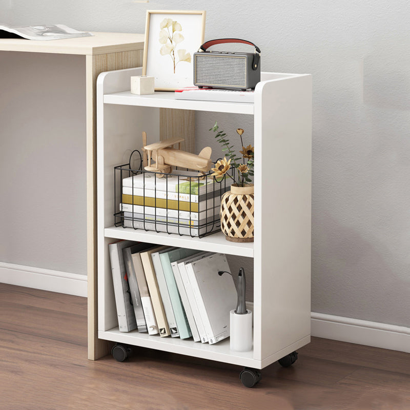 Contemporary Style Bookcase with Casters Bookshelf for Office and Dormitory White Clearhalo 'Bookcases' 'furn' 'furn_bookcases' 'Furniture' 'furniture_bookcases' 'kitchen' 'kitchen_bookcases' 'Living Room Furniture' 'Office Furniture' 4826744