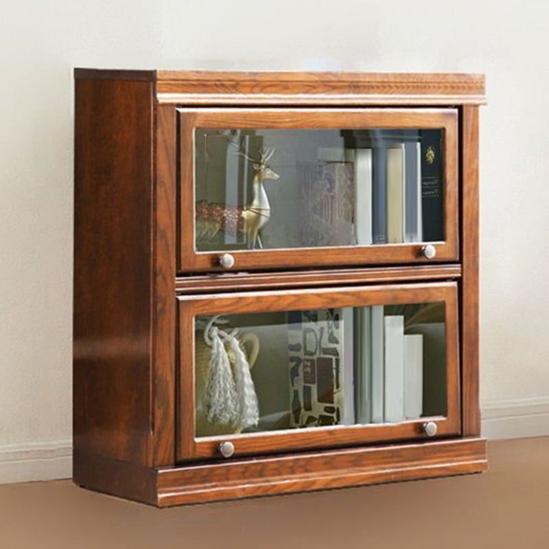 Wooden Barrister Bookcase Contemporary Closed Back Bookcase with Doors for Home Office 31.5"L x 12.8"W x 33.5"H Clearhalo 'Bookcases' 'furn' 'furn_bookcases' 'Furniture' 'furniture_bookcases' 'kitchen' 'kitchen_bookcases' 'Living Room Furniture' 'Office Furniture' 4826748