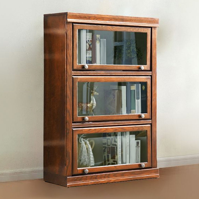 Wooden Barrister Bookcase Contemporary Closed Back Bookcase with Doors for Home Office 31.5"L x 12.8"W x 47.6"H Clearhalo 'Bookcases' 'furn' 'furn_bookcases' 'Furniture' 'furniture_bookcases' 'kitchen' 'kitchen_bookcases' 'Living Room Furniture' 'Office Furniture' 4826749