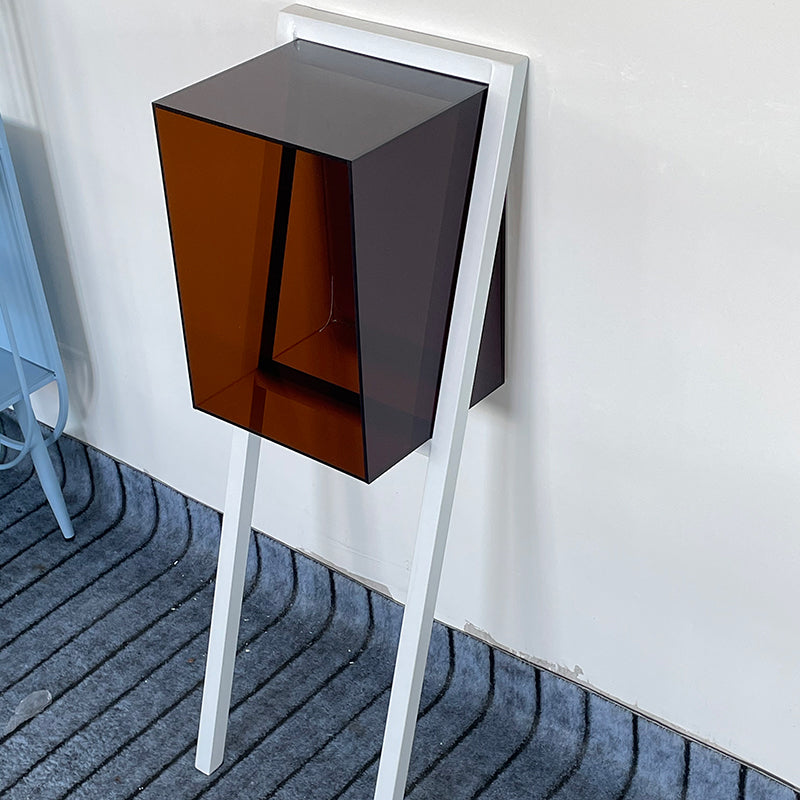 Contemporary Geometric Bookshelf Acrylic Bookshelf,11.8"L x 9.4"W x 35.4"H Tan Clearhalo 'Bookcases' 'furn' 'furn_bookcases' 'Furniture' 'furniture_bookcases' 'kitchen' 'kitchen_bookcases' 'Living Room Furniture' 'Office Furniture' 4826768