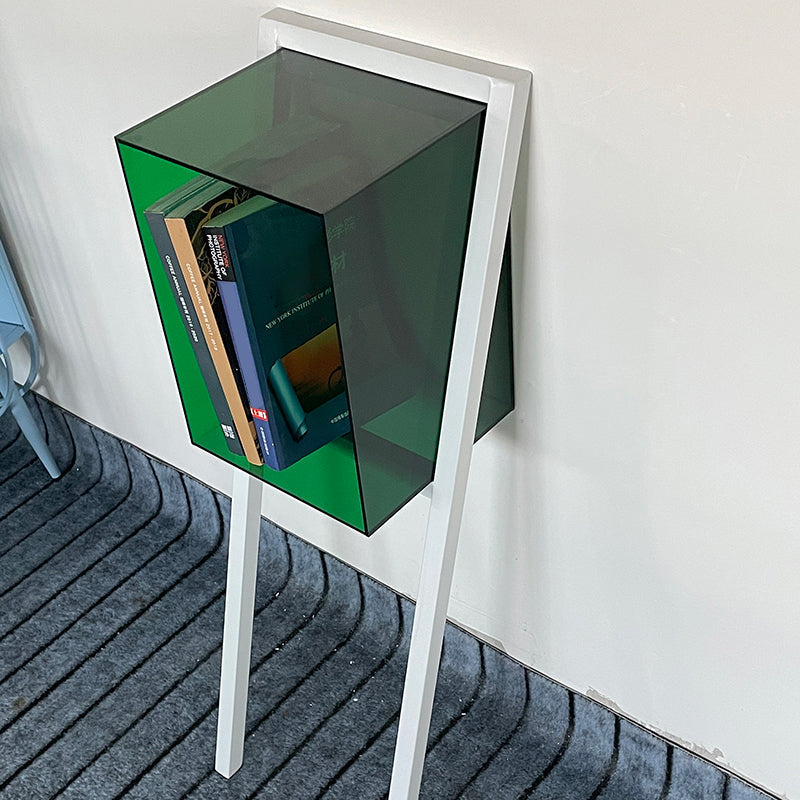 Contemporary Geometric Bookshelf Acrylic Bookshelf,11.8"L x 9.4"W x 35.4"H Dark Green Clearhalo 'Bookcases' 'furn' 'furn_bookcases' 'Furniture' 'furniture_bookcases' 'kitchen' 'kitchen_bookcases' 'Living Room Furniture' 'Office Furniture' 4826778