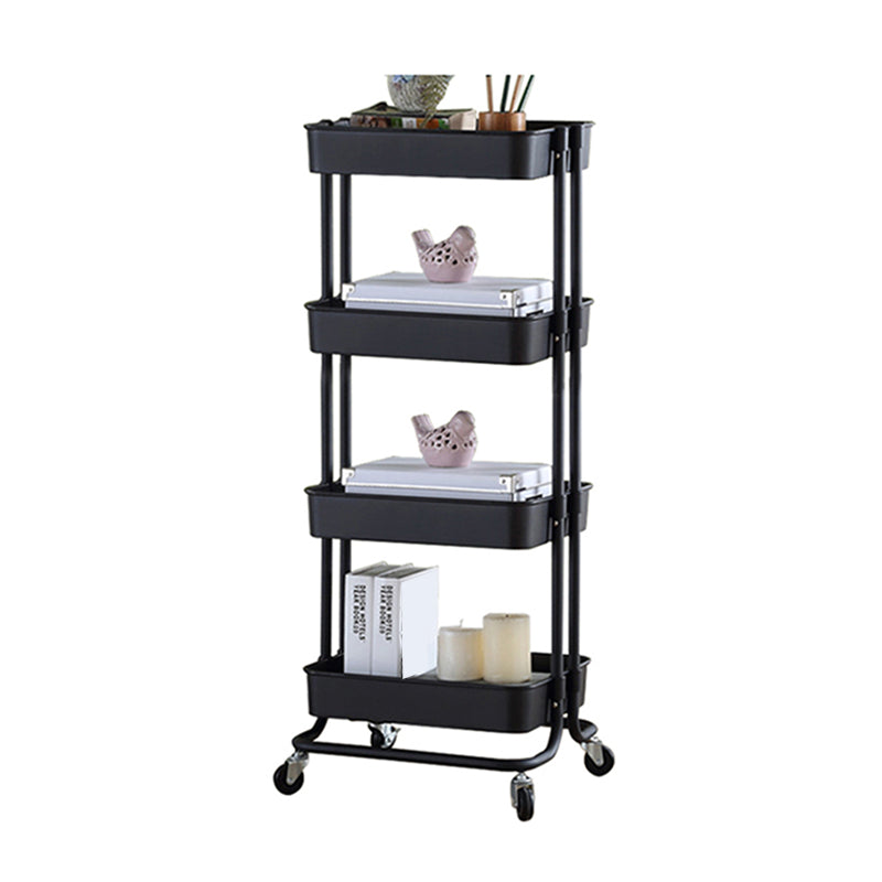 2/3/4-Shelf Modern Etagere Bookshelf with Steel Frame Plastic Bookshelf 16.9"L x 14.2"W x 40.9"H Black Clearhalo 'Bookcases' 'furn' 'furn_bookcases' 'Furniture' 'furniture_bookcases' 'kitchen' 'kitchen_bookcases' 'Living Room Furniture' 'Office Furniture' 4826788