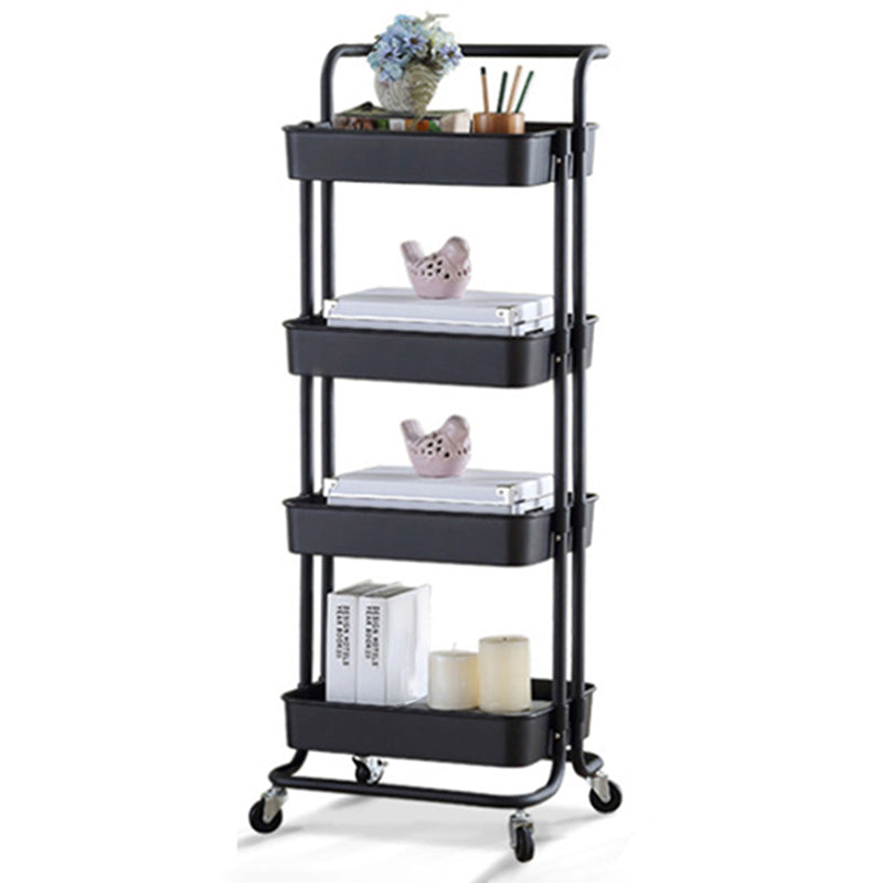 2/3/4-Shelf Modern Etagere Bookshelf with Steel Frame Plastic Bookshelf 16.9"L x 14.2"W x 45.3"H Black Clearhalo 'Bookcases' 'furn' 'furn_bookcases' 'Furniture' 'furniture_bookcases' 'kitchen' 'kitchen_bookcases' 'Living Room Furniture' 'Office Furniture' 4826791