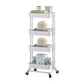2/3/4-Shelf Modern Etagere Bookshelf with Steel Frame Plastic Bookshelf 16.9"L x 14.2"W x 40.9"H White Clearhalo 'Bookcases' 'furn' 'furn_bookcases' 'Furniture' 'furniture_bookcases' 'kitchen' 'kitchen_bookcases' 'Living Room Furniture' 'Office Furniture' 4826801