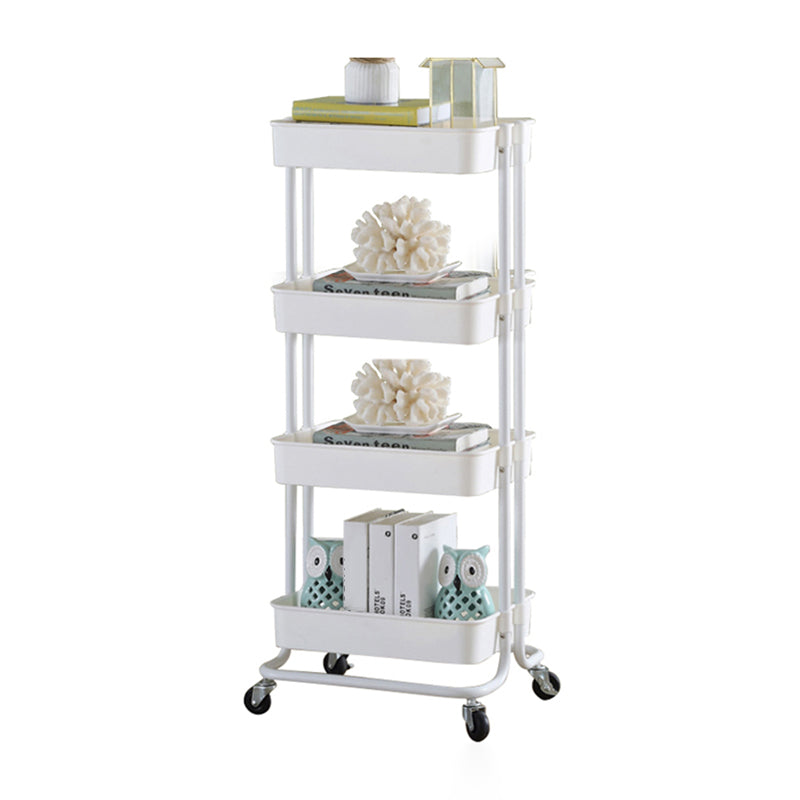 2/3/4-Shelf Modern Etagere Bookshelf with Steel Frame Plastic Bookshelf 16.9"L x 14.2"W x 40.9"H White Clearhalo 'Bookcases' 'furn' 'furn_bookcases' 'Furniture' 'furniture_bookcases' 'kitchen' 'kitchen_bookcases' 'Living Room Furniture' 'Office Furniture' 4826801