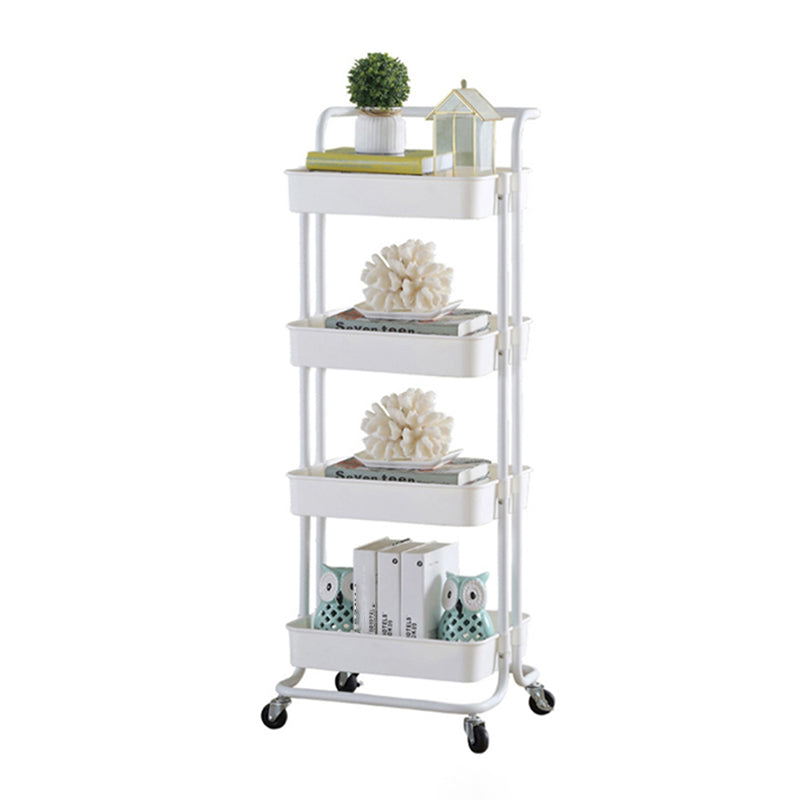 2/3/4-Shelf Modern Etagere Bookshelf with Steel Frame Plastic Bookshelf 16.9"L x 14.2"W x 45.3"H White Clearhalo 'Bookcases' 'furn' 'furn_bookcases' 'Furniture' 'furniture_bookcases' 'kitchen' 'kitchen_bookcases' 'Living Room Furniture' 'Office Furniture' 4826802