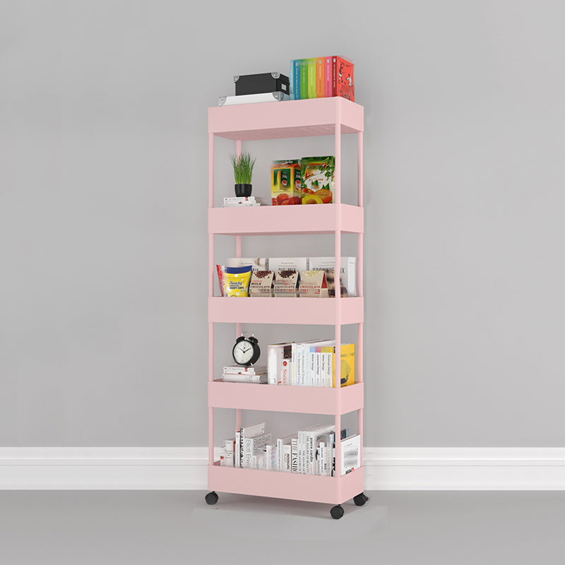 Contemporary Vertical Etagere Bookshelf with Metal Frame Plastic Bookshelf Pink Clearhalo 'Bookcases' 'furn' 'furn_bookcases' 'Furniture' 'furniture_bookcases' 'kitchen' 'kitchen_bookcases' 'Living Room Furniture' 'Office Furniture' 4826859