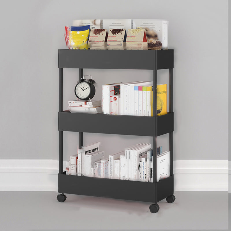 Contemporary Vertical Etagere Bookshelf with Metal Frame Plastic Bookshelf Black Clearhalo 'Bookcases' 'furn' 'furn_bookcases' 'Furniture' 'furniture_bookcases' 'kitchen' 'kitchen_bookcases' 'Living Room Furniture' 'Office Furniture' 4826867