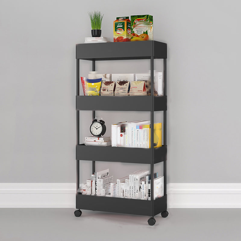 Contemporary Vertical Etagere Bookshelf with Metal Frame Plastic Bookshelf Black Clearhalo 'Bookcases' 'furn' 'furn_bookcases' 'Furniture' 'furniture_bookcases' 'kitchen' 'kitchen_bookcases' 'Living Room Furniture' 'Office Furniture' 4826868