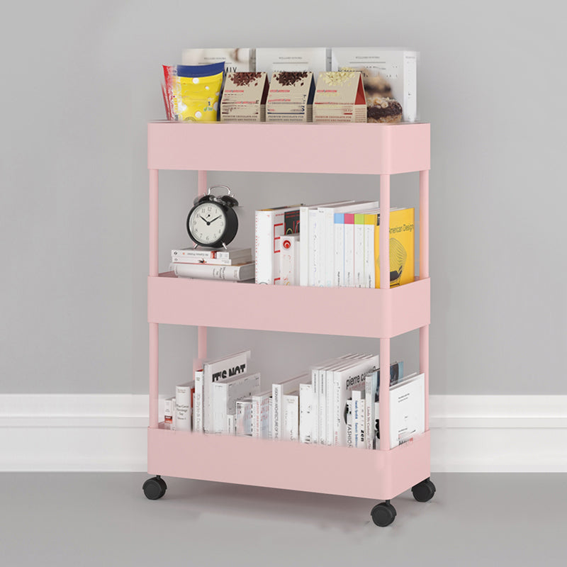 Contemporary Vertical Etagere Bookshelf with Metal Frame Plastic Bookshelf Pink Clearhalo 'Bookcases' 'furn' 'furn_bookcases' 'Furniture' 'furniture_bookcases' 'kitchen' 'kitchen_bookcases' 'Living Room Furniture' 'Office Furniture' 4826869