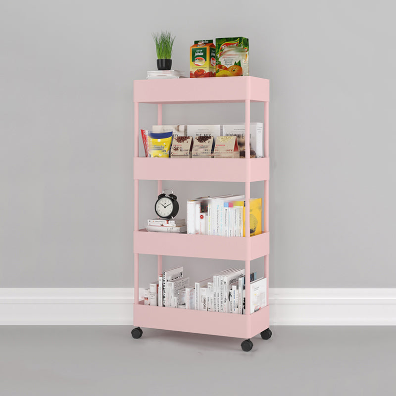 Contemporary Vertical Etagere Bookshelf with Metal Frame Plastic Bookshelf Pink Clearhalo 'Bookcases' 'furn' 'furn_bookcases' 'Furniture' 'furniture_bookcases' 'kitchen' 'kitchen_bookcases' 'Living Room Furniture' 'Office Furniture' 4826871