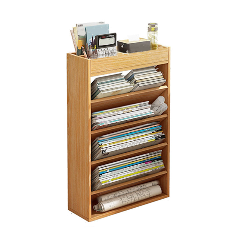 Contemporary Style Bookcase Wooden Book Shelf for Home Office 16.5"L x 6.7"W x 29.5"H Natural Clearhalo 'Bookcases' 'furn' 'furn_bookcases' 'Furniture' 'furniture_bookcases' 'kitchen' 'kitchen_bookcases' 'Living Room Furniture' 'Office Furniture' 4826893
