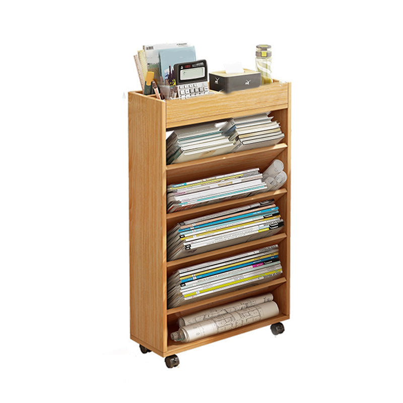 Contemporary Style Bookcase Wooden Book Shelf for Home Office 16.5"L x 6.7"W x 31.5"H Natural Clearhalo 'Bookcases' 'furn' 'furn_bookcases' 'Furniture' 'furniture_bookcases' 'kitchen' 'kitchen_bookcases' 'Living Room Furniture' 'Office Furniture' 4826895