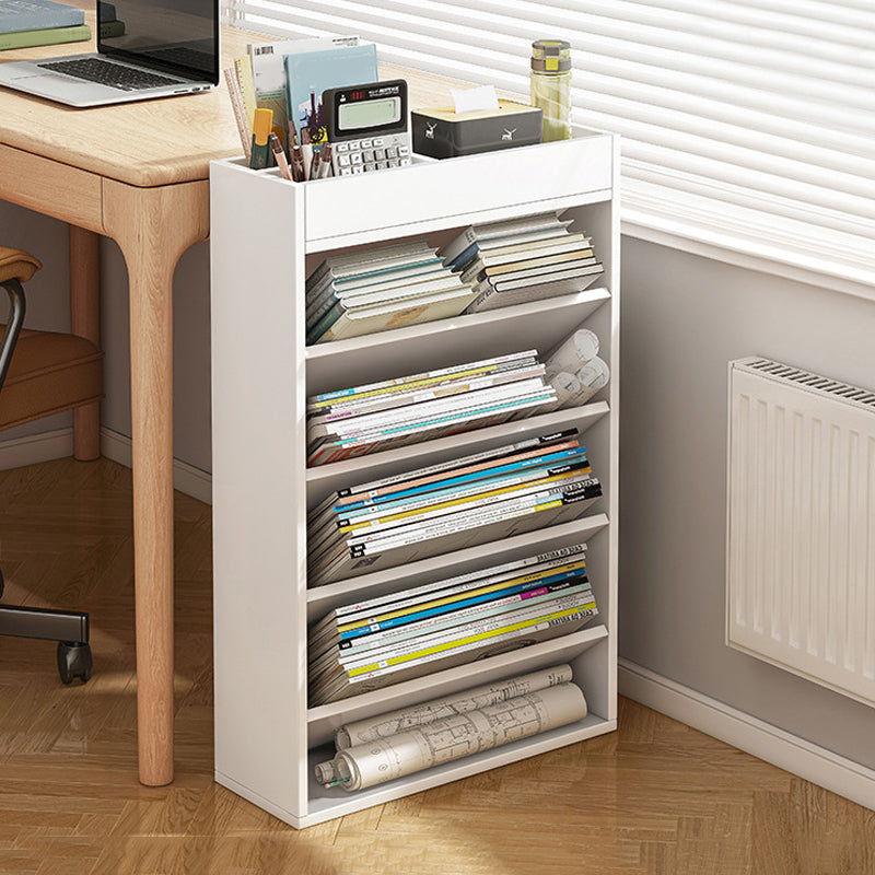 Contemporary Style Bookcase Wooden Book Shelf for Home Office 16.5"L x 6.7"W x 29.5"H White Clearhalo 'Bookcases' 'furn' 'furn_bookcases' 'Furniture' 'furniture_bookcases' 'kitchen' 'kitchen_bookcases' 'Living Room Furniture' 'Office Furniture' 4826900