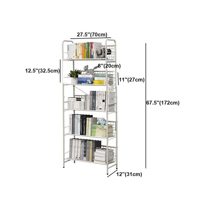 Contemporary Style Bookshelf White Bookcase for Home Office Study Room Clearhalo 'Bookcases' 'furn' 'furn_bookcases' 'Furniture' 'furniture_bookcases' 'kitchen' 'kitchen_bookcases' 'Living Room Furniture' 'Office Furniture' 4826929