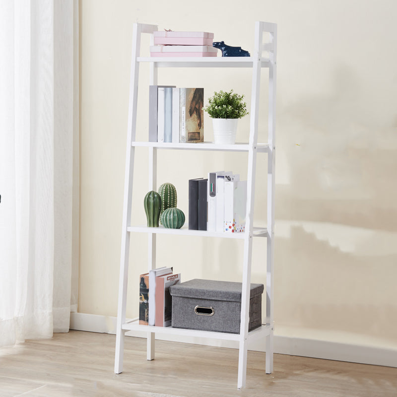 Modern Style Open Bookshelf Ladder Wooden Shelf Bookcase for Home 23.6"L x 13.8"W x 59.8"H White Clearhalo 'Bookcases' 'furn' 'furn_bookcases' 'Furniture' 'furniture_bookcases' 'kitchen' 'kitchen_bookcases' 'Living Room Furniture' 'Office Furniture' 4826948