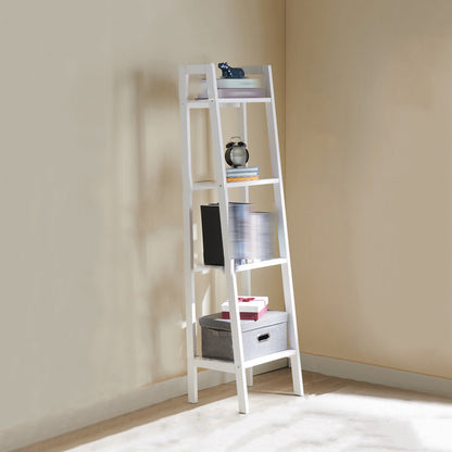 Modern Style Open Bookshelf Ladder Wooden Shelf Bookcase for Home 15.7"L x 13.8"W x 59.8"H White Clearhalo 'Bookcases' 'furn' 'furn_bookcases' 'Furniture' 'furniture_bookcases' 'kitchen' 'kitchen_bookcases' 'Living Room Furniture' 'Office Furniture' 4826955