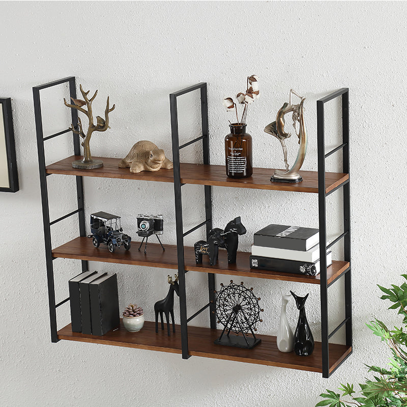 Wall Unit Industrial Bookshelf with Iron Frame Pine Wood Bookshelf Clearhalo 'Bookcases' 'furn' 'furn_bookcases' 'Furniture' 'furniture_bookcases' 'kitchen' 'kitchen_bookcases' 'Living Room Furniture' 'Office Furniture' 4826965