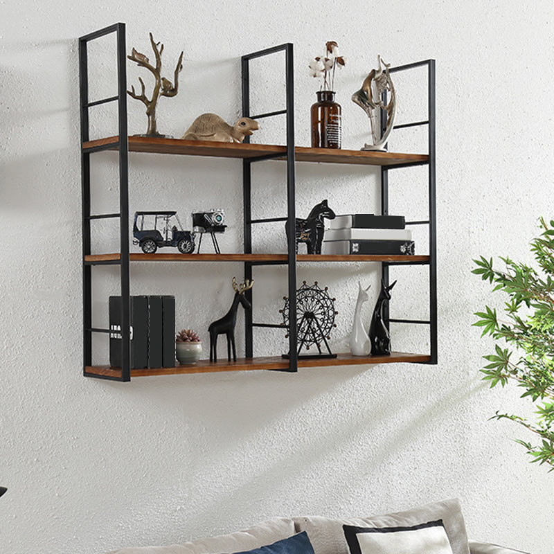 Wall Unit Industrial Bookshelf with Iron Frame Pine Wood Bookshelf Clearhalo 'Bookcases' 'furn' 'furn_bookcases' 'Furniture' 'furniture_bookcases' 'kitchen' 'kitchen_bookcases' 'Living Room Furniture' 'Office Furniture' 4826971