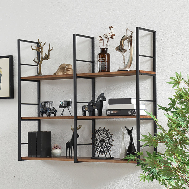 Wall Unit Industrial Bookshelf with Iron Frame Pine Wood Bookshelf Clearhalo 'Bookcases' 'furn' 'furn_bookcases' 'Furniture' 'furniture_bookcases' 'kitchen' 'kitchen_bookcases' 'Living Room Furniture' 'Office Furniture' 4826974