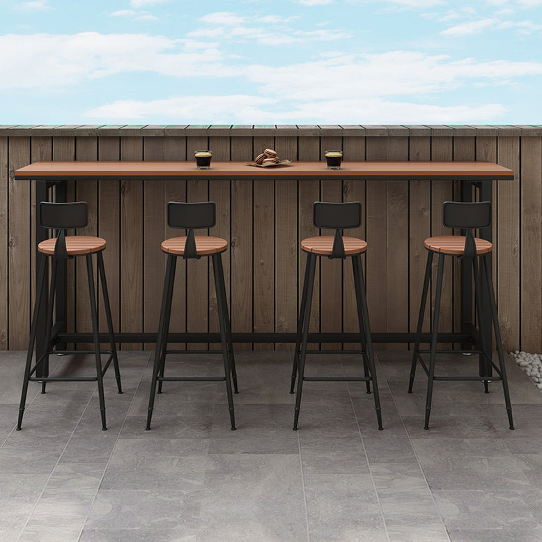Outdoor 42-inch Height Bar Table Industrial Style Wood Top Bar Table 110.2"L x 15.7"W x 41.3"H Black Without Chairs Clearhalo 'Bar Furniture' 'Bar Tables' 'bar_tables' 'furn' 'furn_bar_tables' 'Furniture' 'furniture_bar_tables' 'Kitchen & Dining Furniture' 4829059