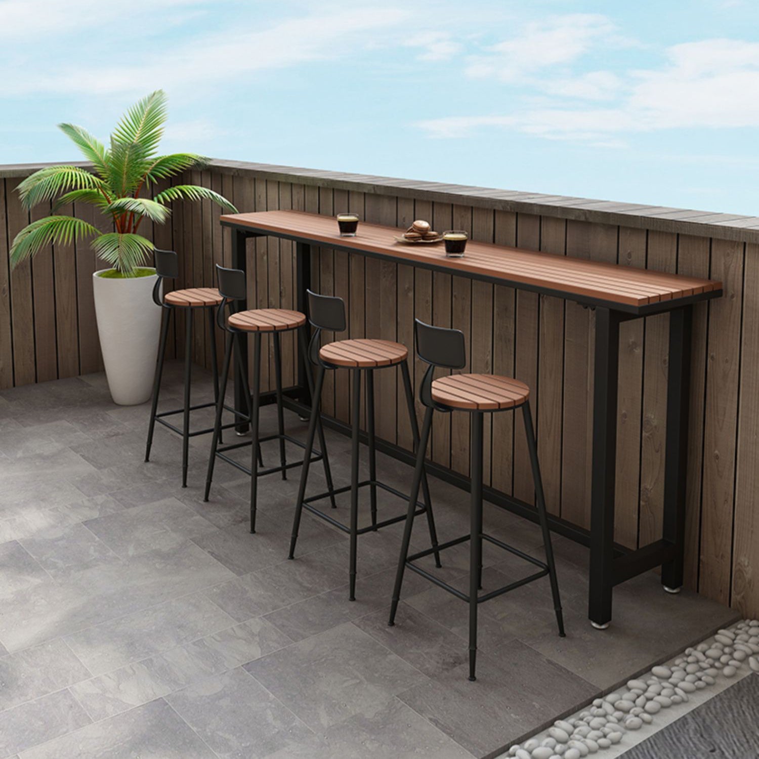 Outdoor 42-inch Height Bar Table Industrial Style Wood Top Bar Table Clearhalo 'Bar Furniture' 'Bar Tables' 'bar_tables' 'furn' 'furn_bar_tables' 'Furniture' 'furniture_bar_tables' 'Kitchen & Dining Furniture' 4829064